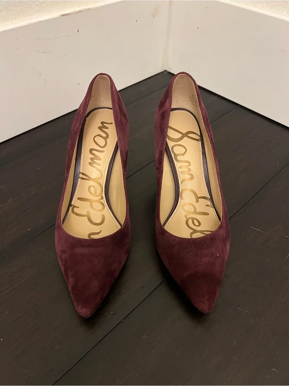 Sam Edelman Burgundy Suede Pointed Toe Pumps